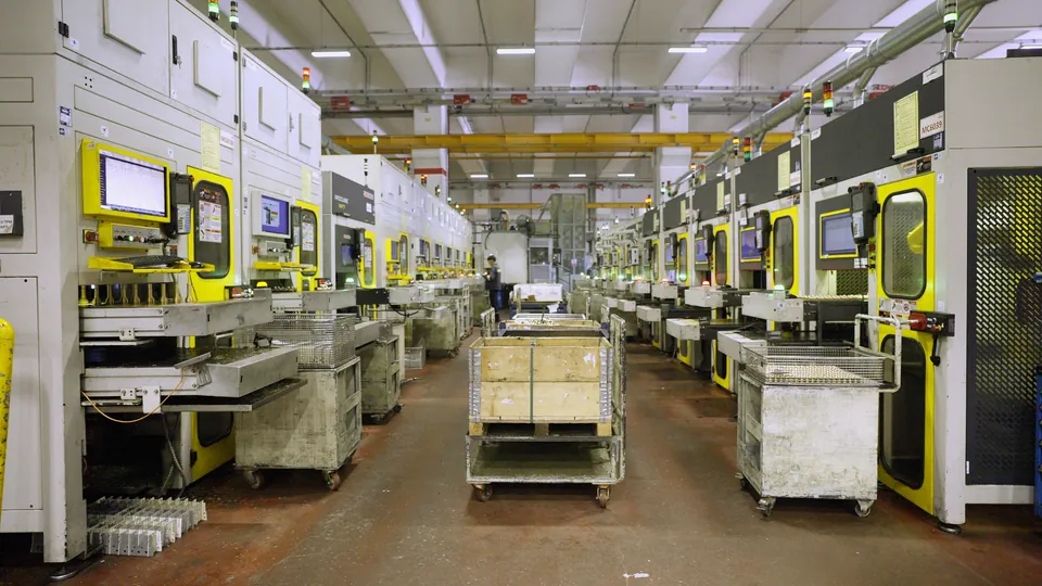 The aisle between automated Robodrills
