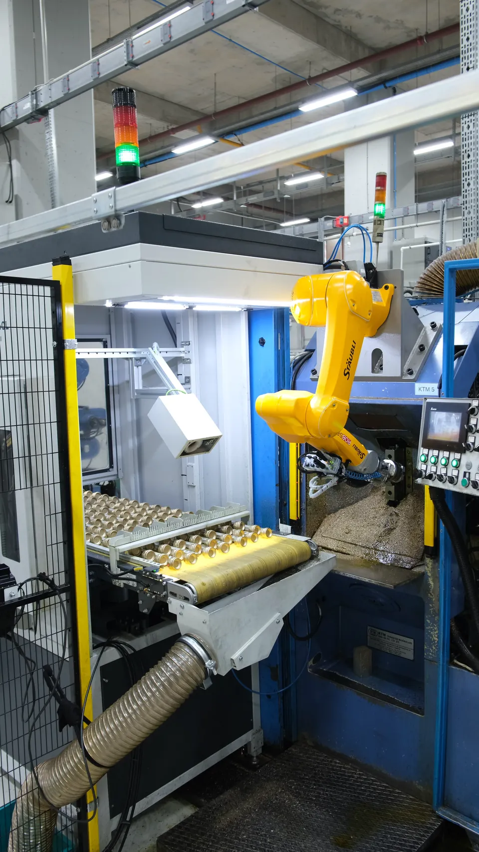 Robot, conveyor and camera from above