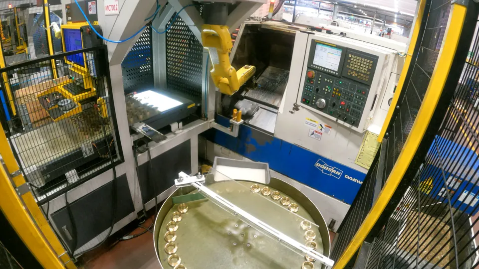 T Series cell at the lathe, wide angle